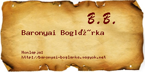 Baronyai Boglárka névjegykártya